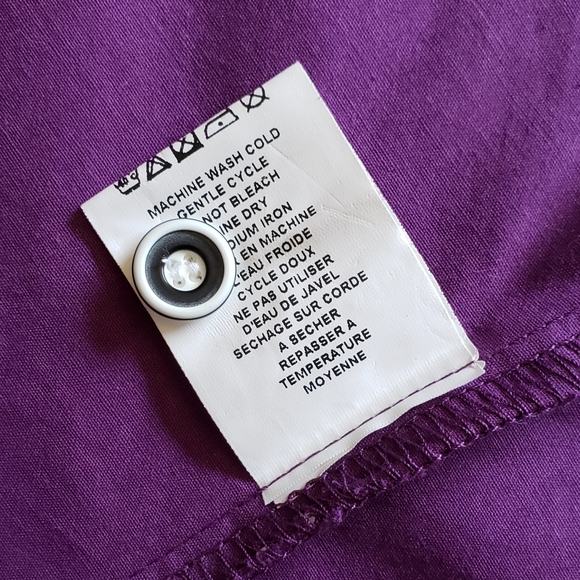 Short-Puffed-Sleeved dress top. Purple with White Polka dots. - Picture 4 of 4